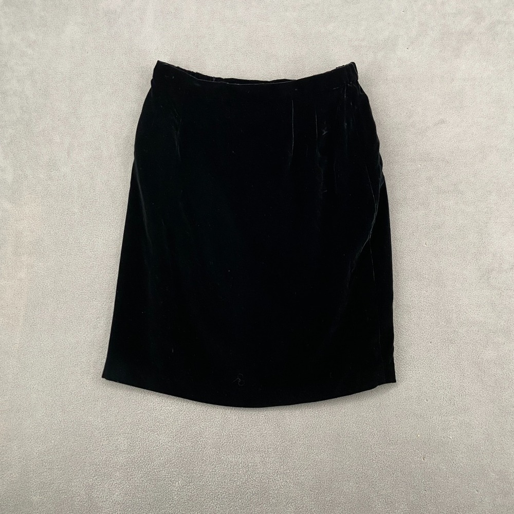 Talbots Straight & Pencil Skirt Womens 12 Black Viscose Velour Lined Back‎ Zip